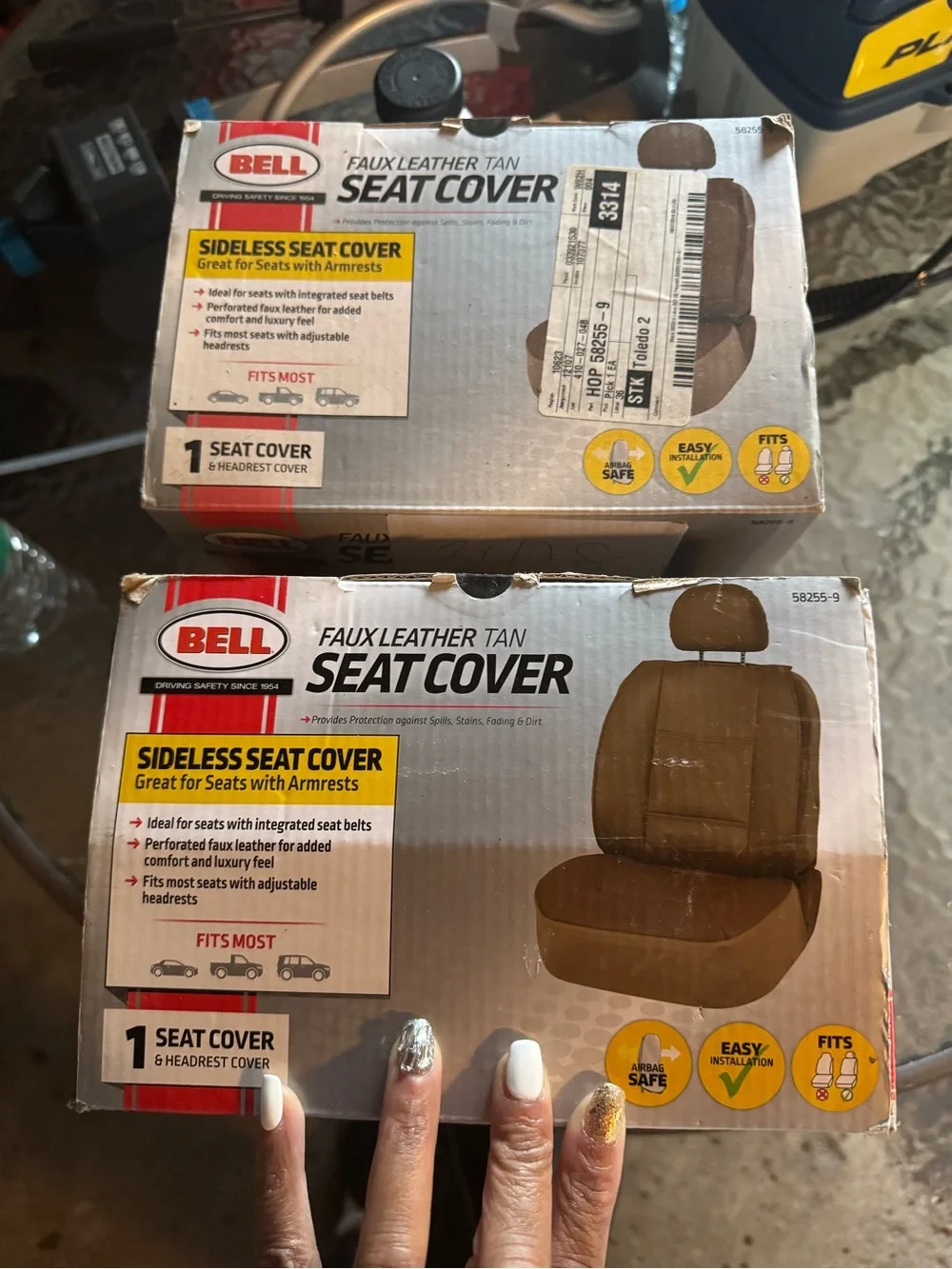 BELL Faux Leather Tan Seat Cover - Sideless